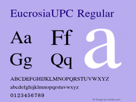 EucrosiaUPC Regular 001.000 Font Sample