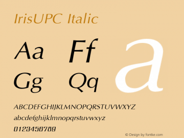 IrisUPC Italic 001.000 Font Sample
