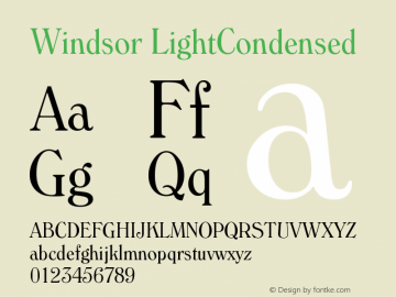 Windsor LightCondensed Version 003.001 Font Sample