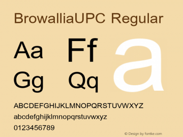BrowalliaUPC Regular Version 2.1 - July 1995 Font Sample