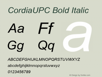 CordiaUPC Bold Italic Version 2.1 - July 1995图片样张