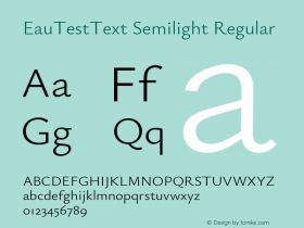 EauTestText Semilight Regular Version 0.001 Font Sample