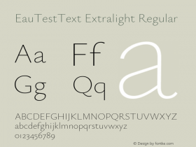 EauTestText Extralight Regular Version 0.001 Font Sample