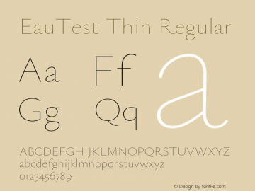 EauTest Thin Regular Version 0.001;PS 000.001;hotconv 1.0.88;makeotf.lib2.5.64775 Font Sample