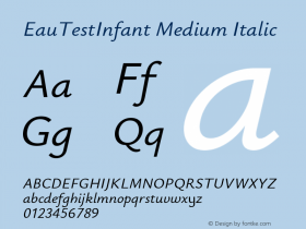 EauTestInfant Medium Italic Version 0.001 Font Sample