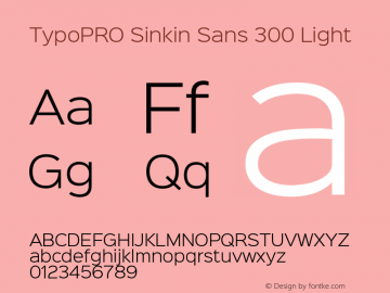 TypoPRO Sinkin Sans 300 Light Sinkin Sans (version 1.0)  by Keith Bates   •   © 2014   www.k-type.com Font Sample