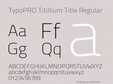 TypoPRO Titillium Title Regular 1.000 Font Sample