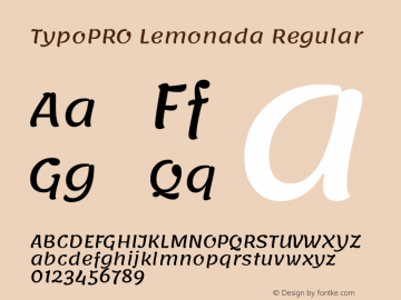 TypoPRO Lemonada Regular Version 3.006;PS 003.006;hotconv 1.0.88;makeotf.lib2.5.64775 Font Sample