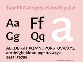 TypoPRO Alegreya Sans Regular Version 1.000;PS 001.000;hotconv 1.0.70;makeotf.lib2.5.58329 DEVELOPMENT Font Sample