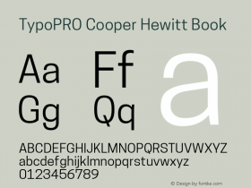 TypoPRO Cooper Hewitt Book 1.000 Font Sample