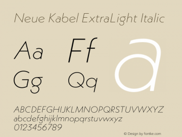 Neue Kabel ExtraLight Italic Version 1.000图片样张
