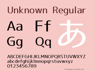 Unknown Regular Version 1.0 Font Sample