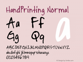 HandPrinting Normal 1.0 Thu Jun 24 19:03:34 1993 Font Sample