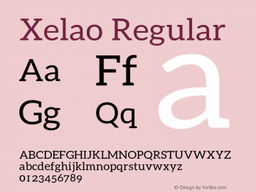 Xelao Regular Version 0.1.0 Font Sample