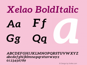 Xelao BoldItalic Version 0.1.0 Font Sample