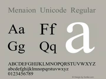 Menaion Unicode Regular 2.0 Font Sample