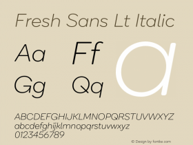Fresh Sans Lt Italic Version 1.0 Font Sample