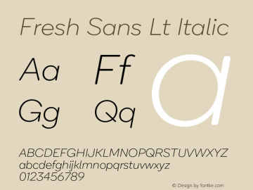 Fresh Sans Lt Italic Version 1.0图片样张