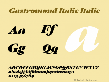 Gastromond Italic Italic Version 1.000 Font Sample