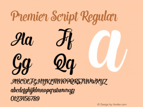 Premier Script Regular Version 1.000 Font Sample