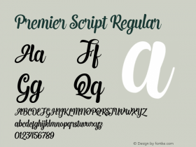 Premier Script Regular Version 1.000 Font Sample