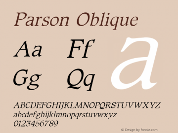 Parson Oblique 1.0 Sat Oct 01 15:57:03 1994 Font Sample