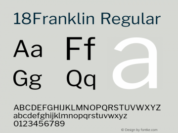 18Franklin Regular Version 0.017;PS 000.017;hotconv 1.0.88;makeotf.lib2.5.64775 Font Sample