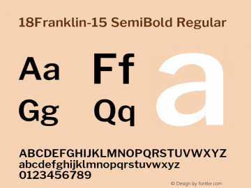 18Franklin-15 SemiBold Regular Version 0.015;PS 000.015;hotconv 1.0.88;makeotf.lib2.5.64775 Font Sample