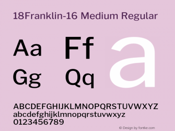 18Franklin-16 Medium Regular Version 0.016;PS 000.016;hotconv 1.0.88;makeotf.lib2.5.64775 Font Sample