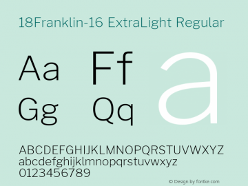 18Franklin-16 ExtraLight Regular Version 0.016 Font Sample