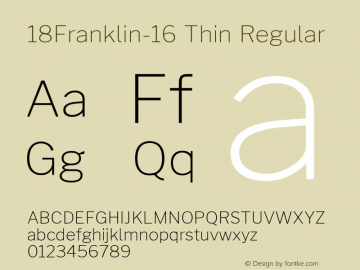 18Franklin-16 Thin Regular Version 0.016 Font Sample