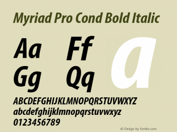 Myriad Pro Cond Bold Italic Version 2.037;PS 2.000;hotconv 1.0.51;makeotf.lib2.0.18671图片样张