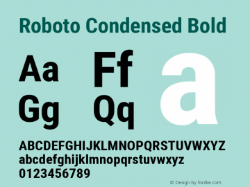 Roboto Condensed Bold Version 2.000980; 2014; ttfautohint (v1.4.1)图片样张