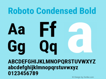 Roboto Condensed Bold Version 2.000980; 2014; ttfautohint (v1.4.1) Font Sample