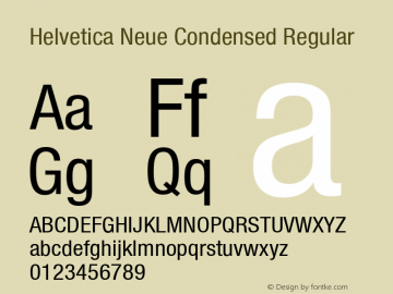 Helvetica Neue Condensed Regular Version 2 Font Sample