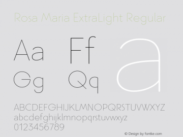 Rosa Maria ExtraLight Regular Version 1.000 Font Sample