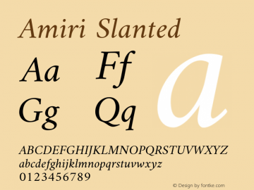 Amiri Slanted Version 000.109 Font Sample