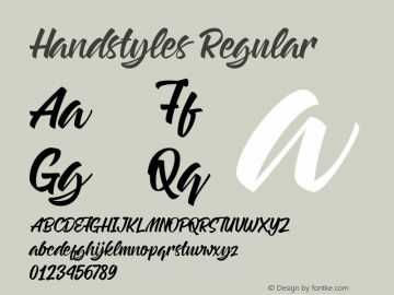 Handstyles Regular Version 1.000;PS 001.000;hotconv 1.0.88;makeotf.lib2.5.64775图片样张