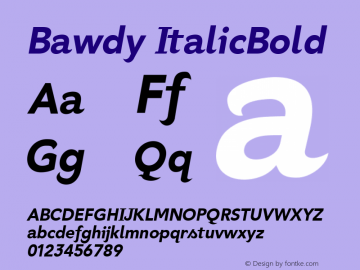 Bawdy ItalicBold Version 1.000图片样张