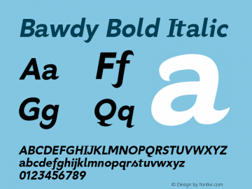 Bawdy Bold Italic Version 1.000;PS 001.000;hotconv 1.0.38图片样张