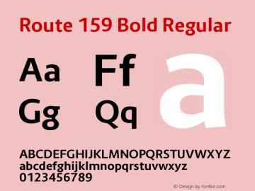 Route 159 Bold Regular Version 1.000;PS 001.000;hotconv 1.0.70;makeotf.lib2.5.58329 Font Sample