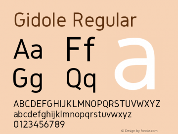 Gidole Regular Version 1.0.2 Font Sample