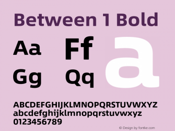 Between 1 Bold Version 1.00 Font Sample