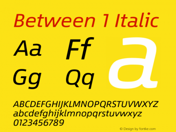 Between 1 Italic Version 1.00 Font Sample