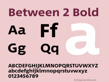 Between 2 Bold Version 1.00 Font Sample