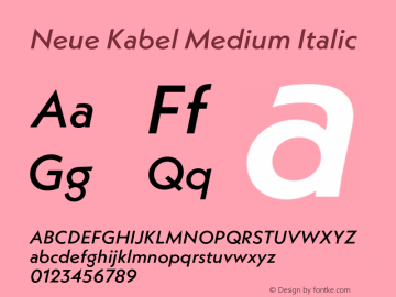 Neue Kabel Medium Italic Version 1.00图片样张