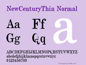 NewCenturyThin Normal 1.0 Tue Sep 20 17:27:17 1994 Font Sample