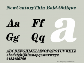 NewCenturyThin Bold-Oblique 1.0 Tue Sep 20 17:50:08 1994 Font Sample