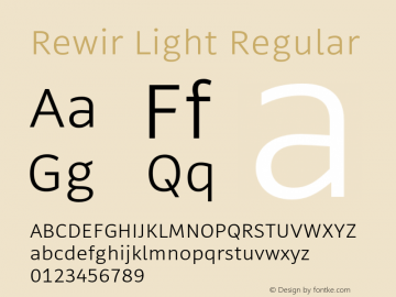 Rewir Light Regular Version 1.000;PS 001.000;hotconv 1.0.88;makeotf.lib2.5.64775 Font Sample