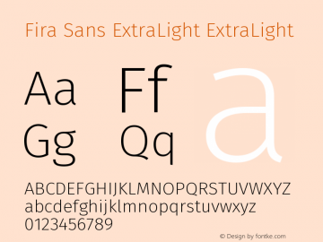 Fira Sans ExtraLight ExtraLight Version 004.203 Font Sample